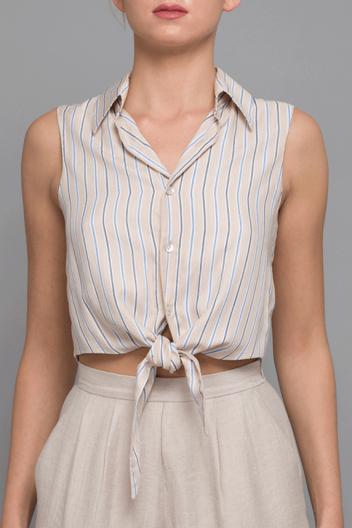 COTTON TIED HEM SHIRT