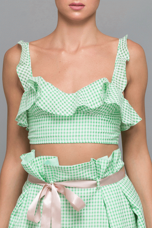 ÁO GREEN RETRO GIRL CROP TOP