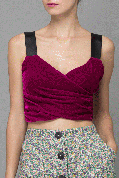 PINK VELVET CROP TOP