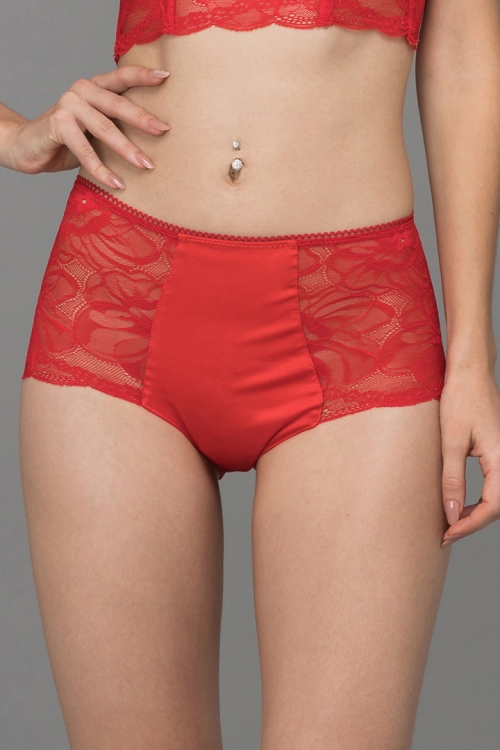 QUẦN LÓT REN ĐỎ PHỐI SATIN LADY IN RED LACE SATIN PANTY