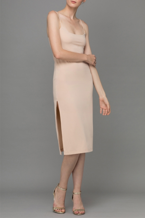 ĐẦM 2 DÂY NUDE XẺ 2 BÊN NEUTRAL SIMPLIFY UNDER DRESS