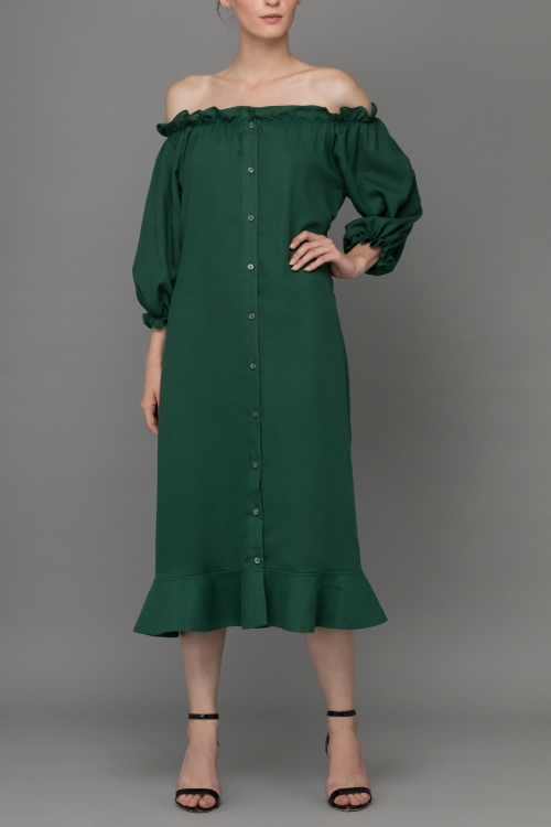 ĐẦM TRỄ VAI BÈO NHÚN ENGLISH OFF SHOULDER DRESS