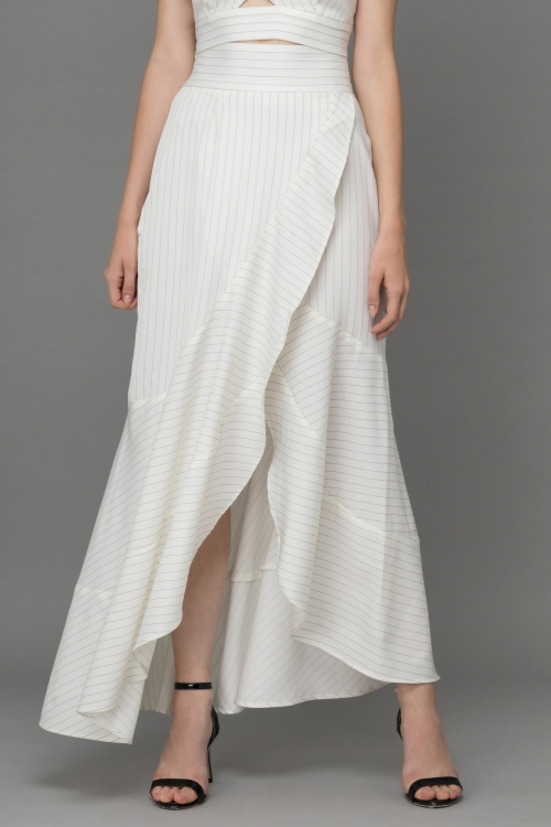 CHÂN VÁY MAXI BLACK WHITE STRIPPED TRIANGLE POLY - SATIN MAXI