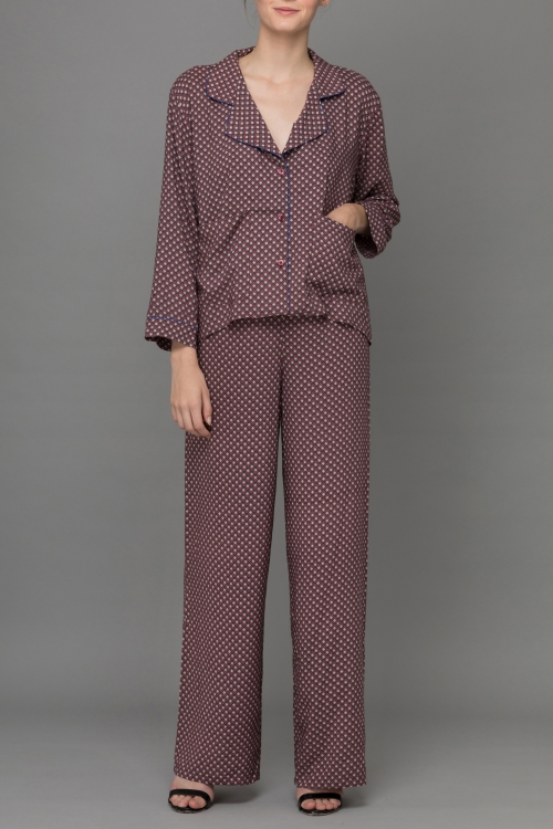 QUẦN NGỦ ỐNG SUÔNG BROWN CHECK PIJAMA PANT