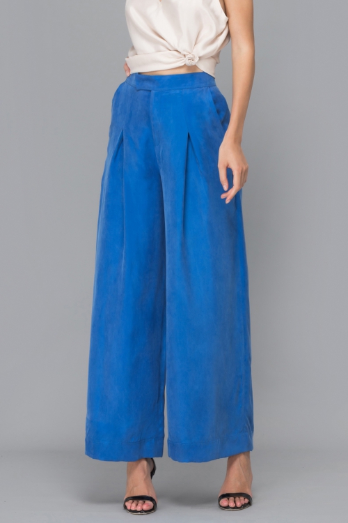 QUẦN ỐNG SUÔNG CẠP CAO XANH DA TRỜI - BLUE SKY SOFT TROUSERS