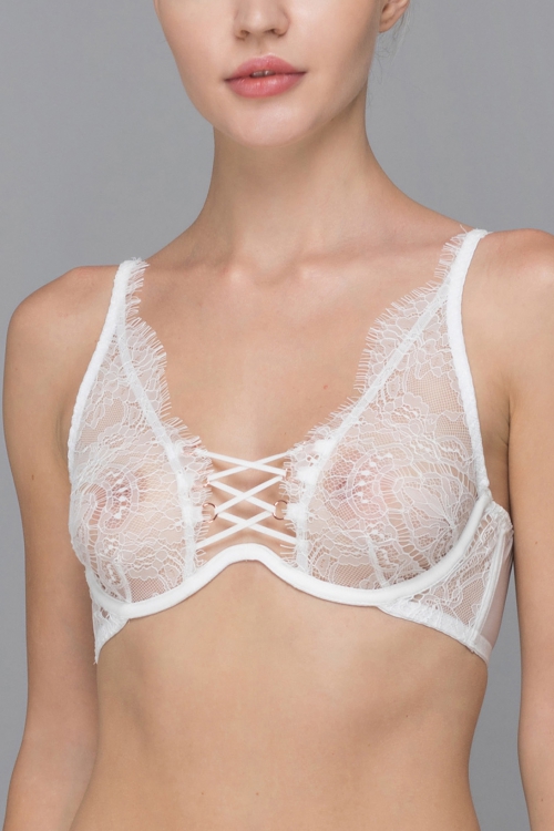 WHITE ZICZAC LACE BRA