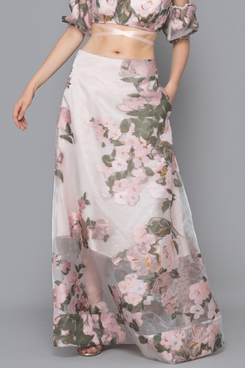 CHÂN VÁY DÀU THÊU HOA GẤM - MORNING ROSE GARDEN LONG SKIRT