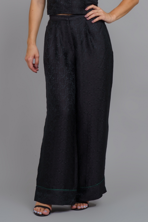 BLACK SAKURA SILK PANTS