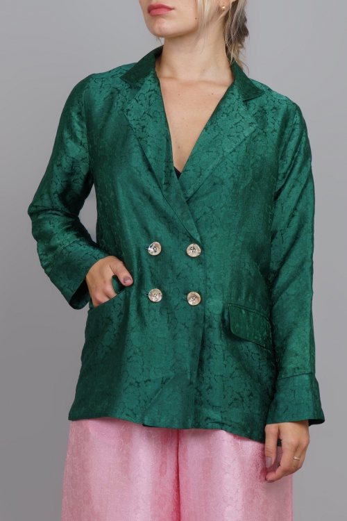 ÁO KHOÁC BLAZER GẤM XANH LÁ CÂY - GREEN SAKURA SILK BLAZER