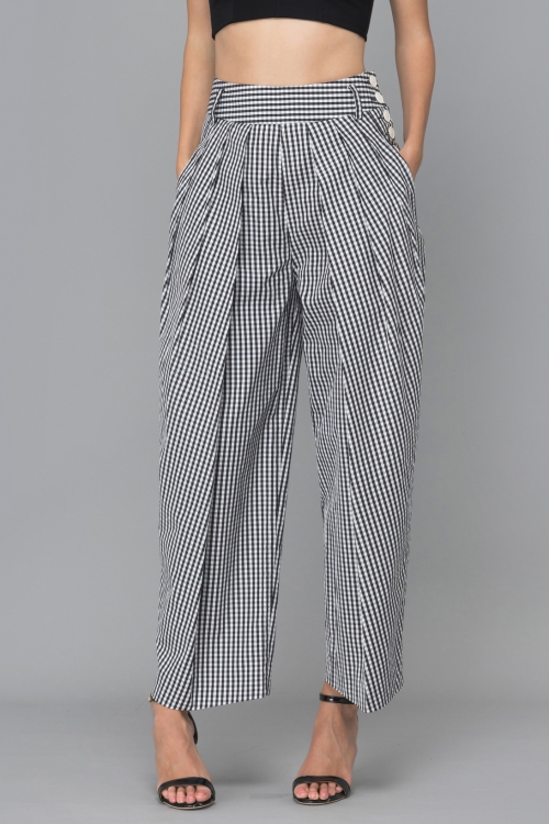 NANCY W. (WILSON) GINGHAM TUBE PANTS