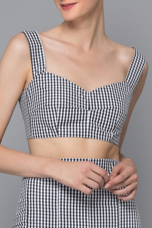 NINA S. (SIMON) GINGHAM CAMI BRA TOP