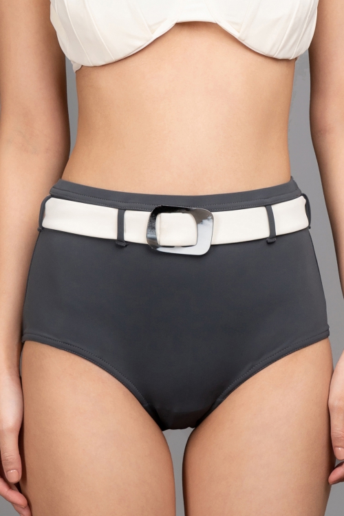 GREY HIGHT WAIST BELT BIKINI PANT