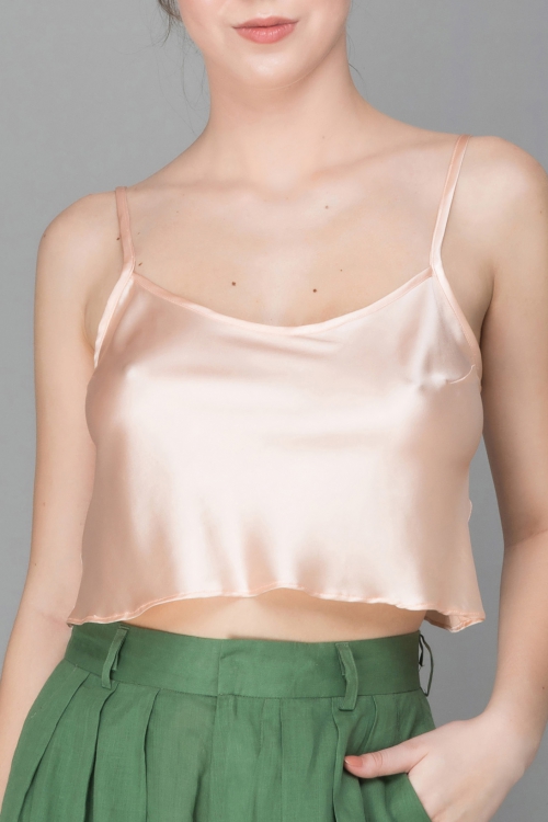 ÁO LỤA 2 DÂY HỒNG CAM -SALMON PINK CAMI CROP TOP