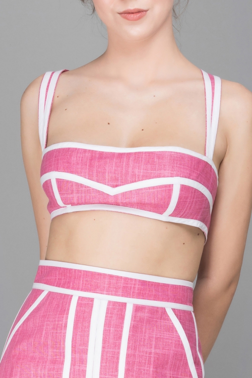 SWEET PINK LINEN CROPTOP