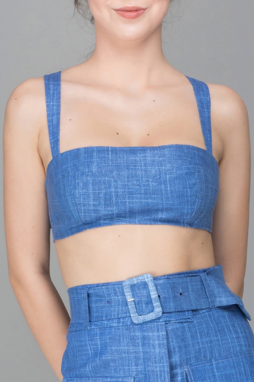 SKY BLUE LINEN CROPTOP